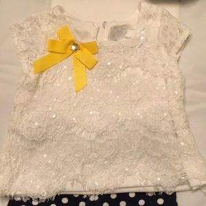 Baby girl 3-6m lace top and polka dot print pants